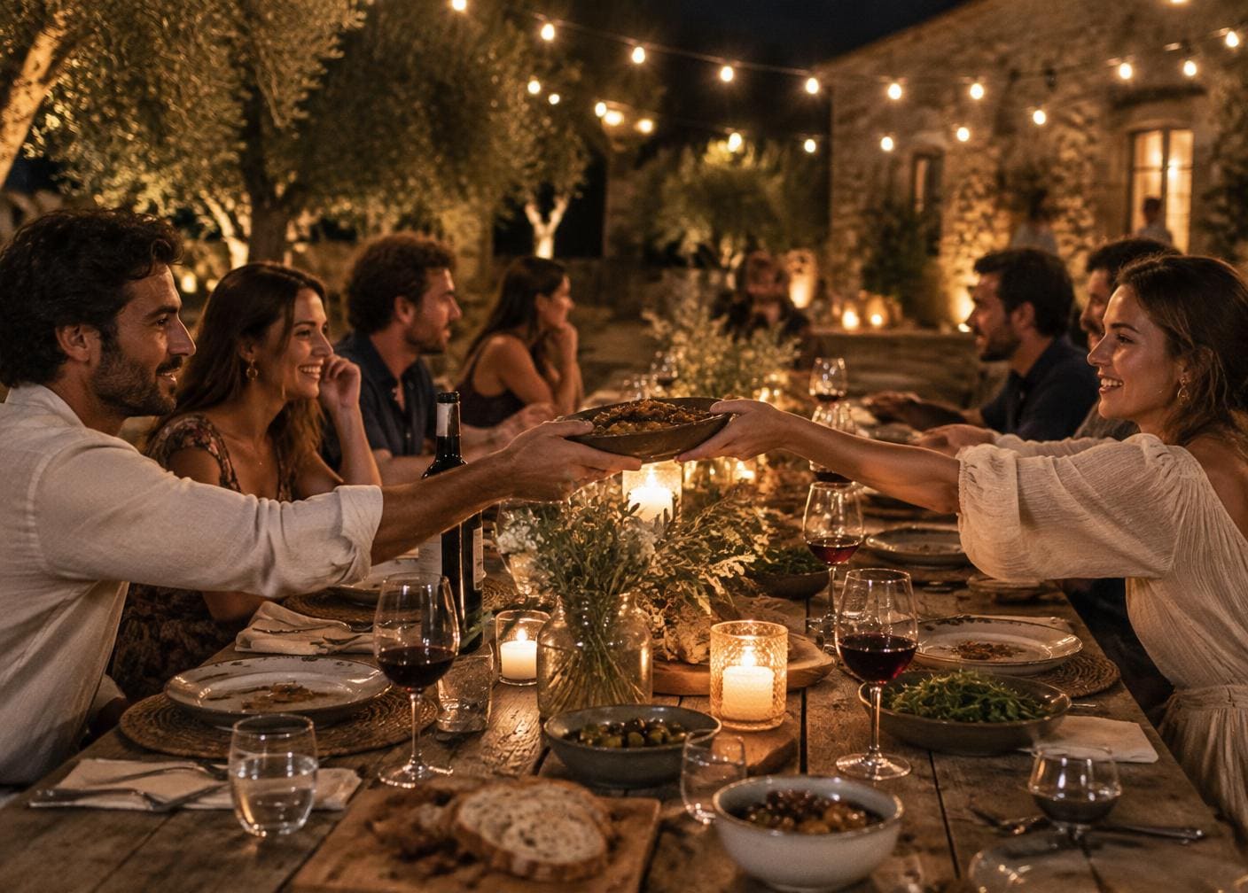 Mesa servida con cocina argentina y mendocina