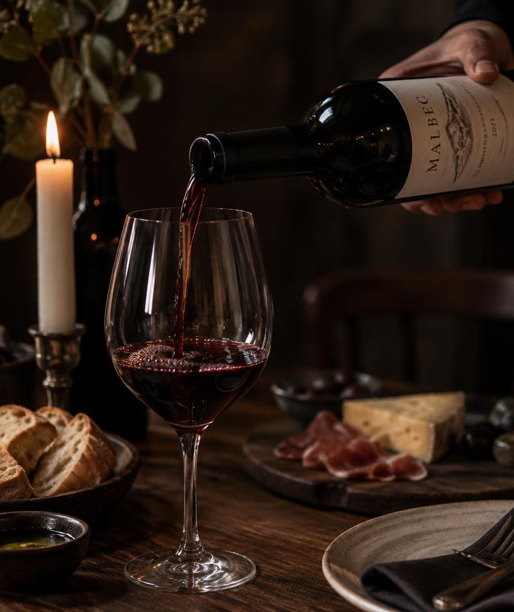 Copa de Malbec mendocino acompañando la propuesta gastronómica